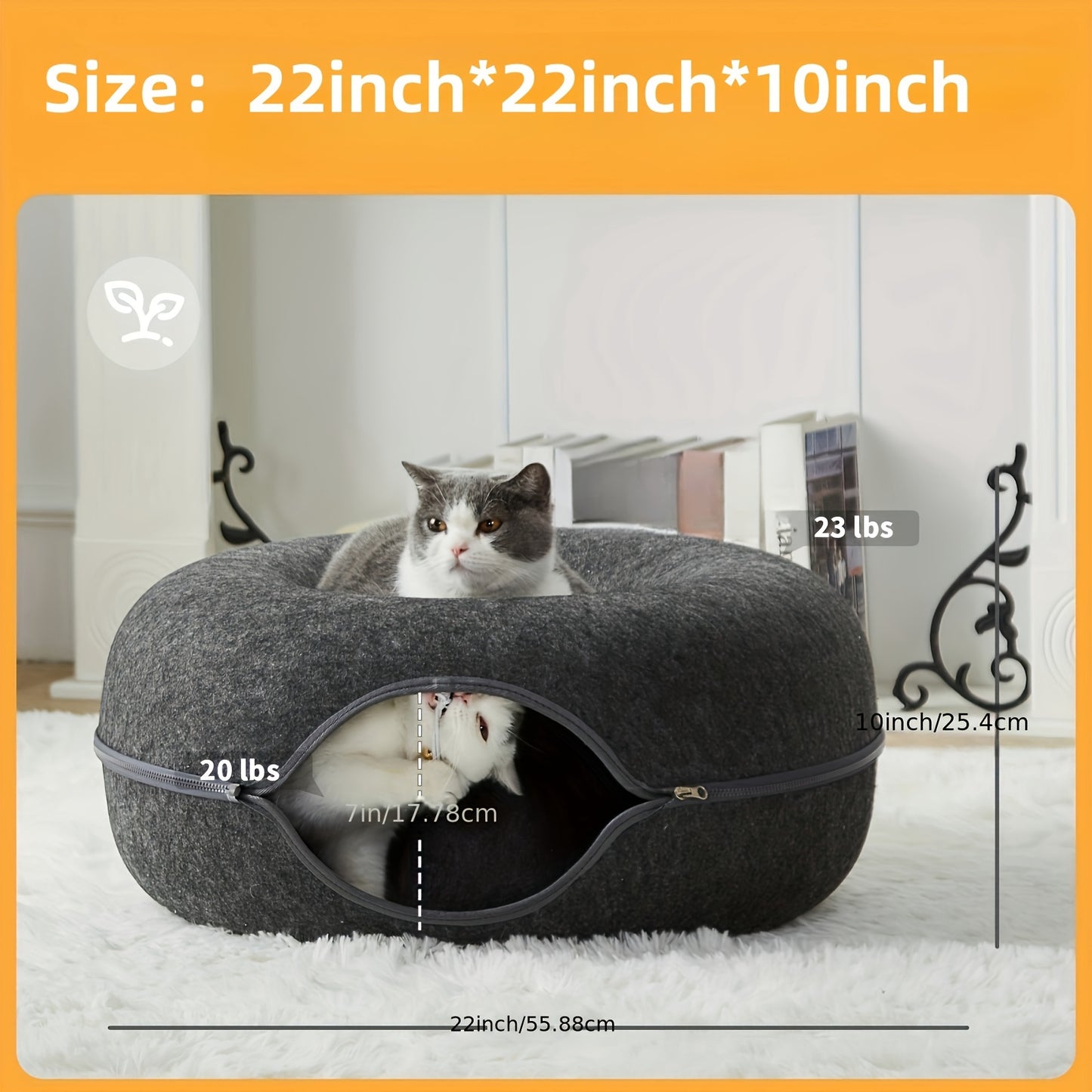 Peekaboo Cat Cave Donut Tunnel Bed