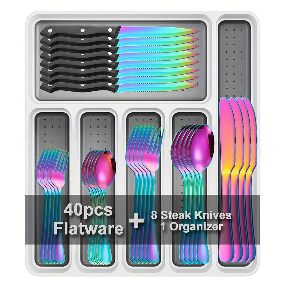 Black Modern Stainless Steel Silverware Set