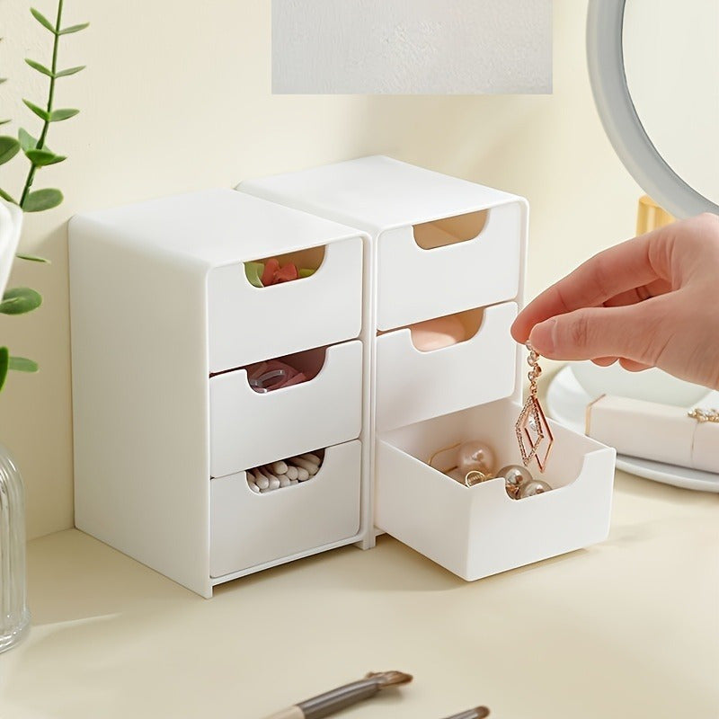 White Three-Drawer Storage Boxes for Organization