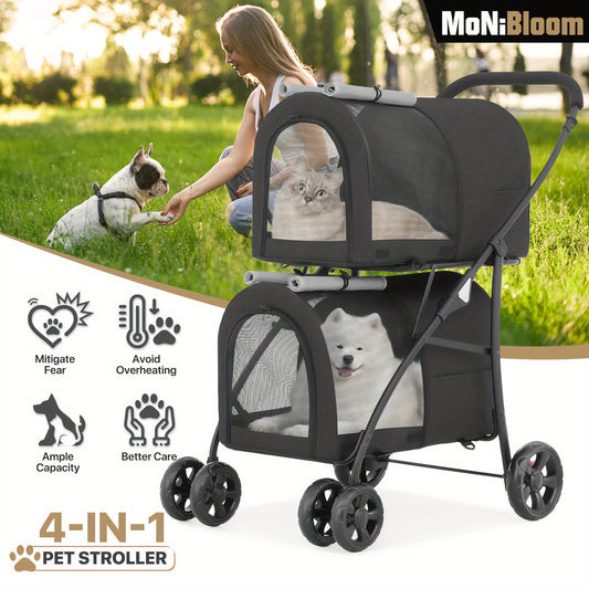 MoNiBloom Double Dog Stroller With Carrier Bags