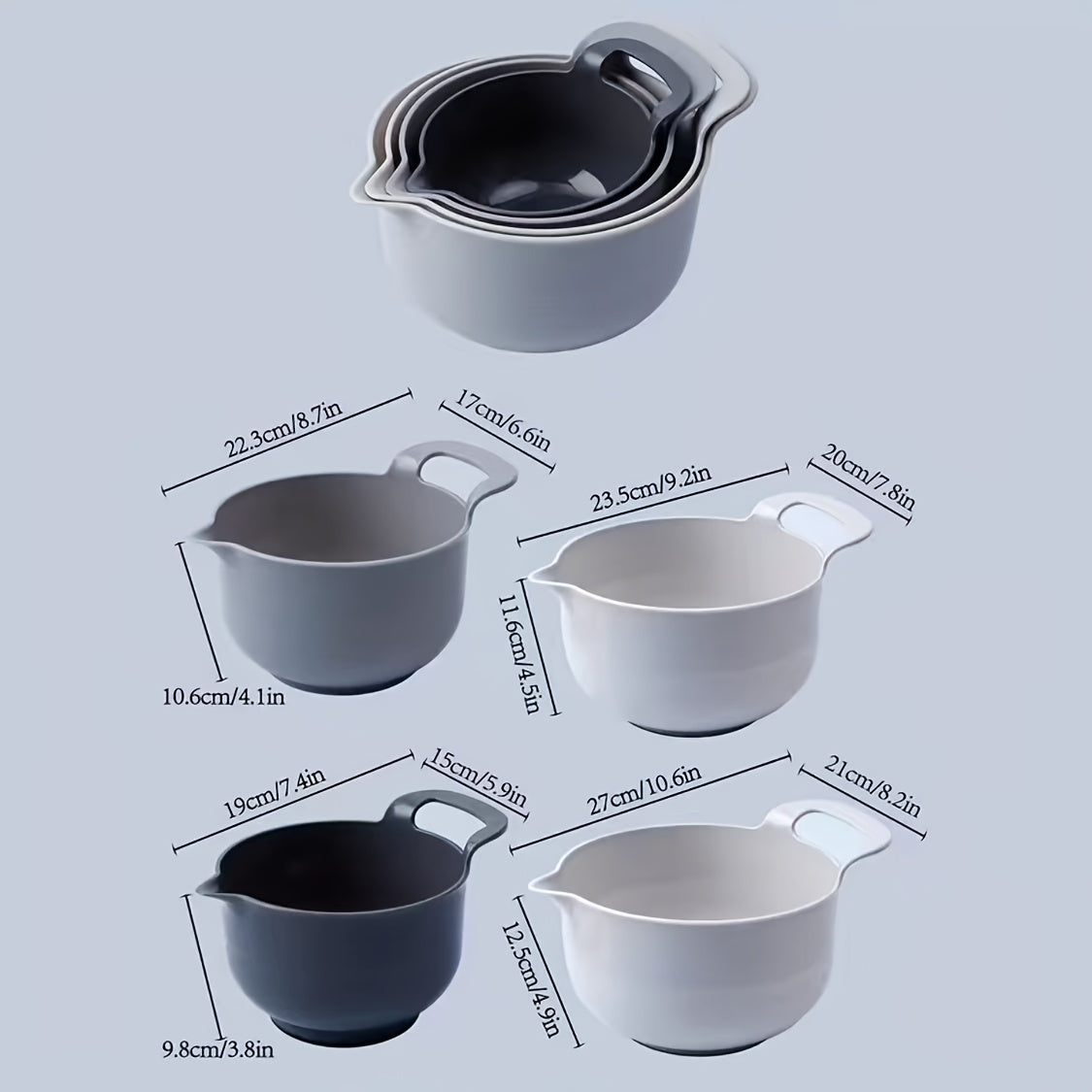 Nesting Plastic Mixing Bowls Set