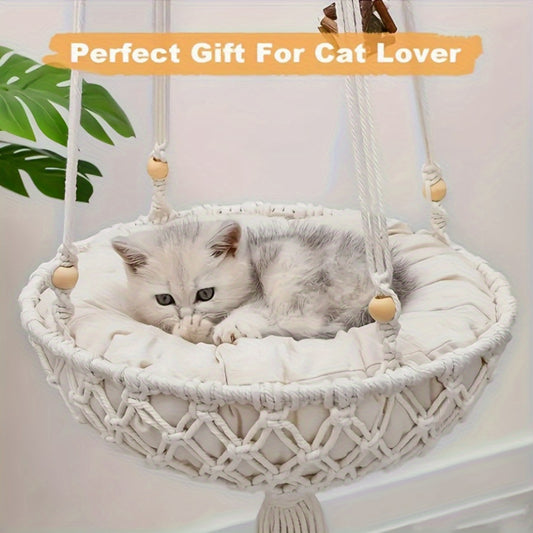 Bohemian Hand Woven Cat Hammock Bed