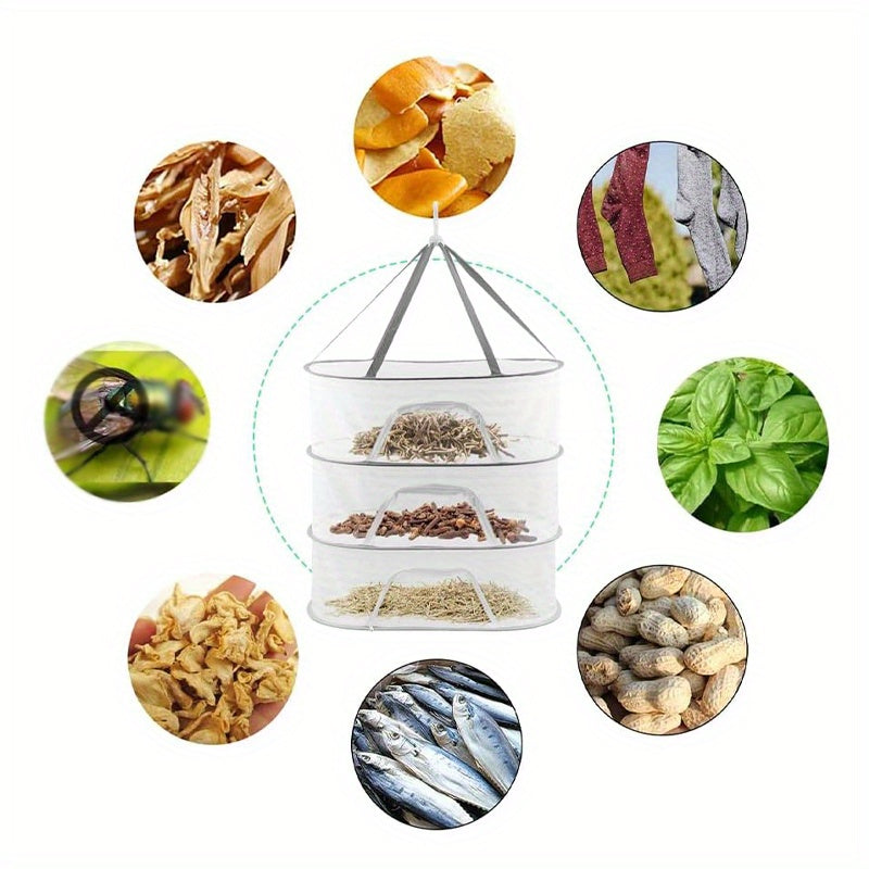 Foldable 3 Layer Herb Drying Rack Mesh Net