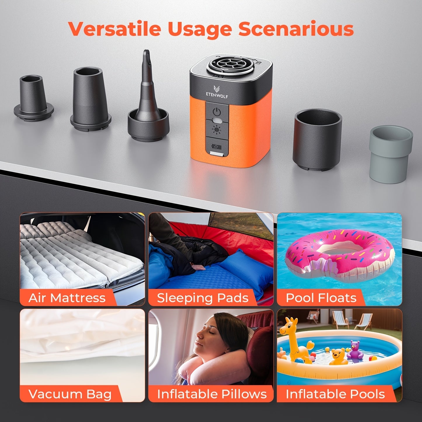 Portable Air Pump with Camping Light