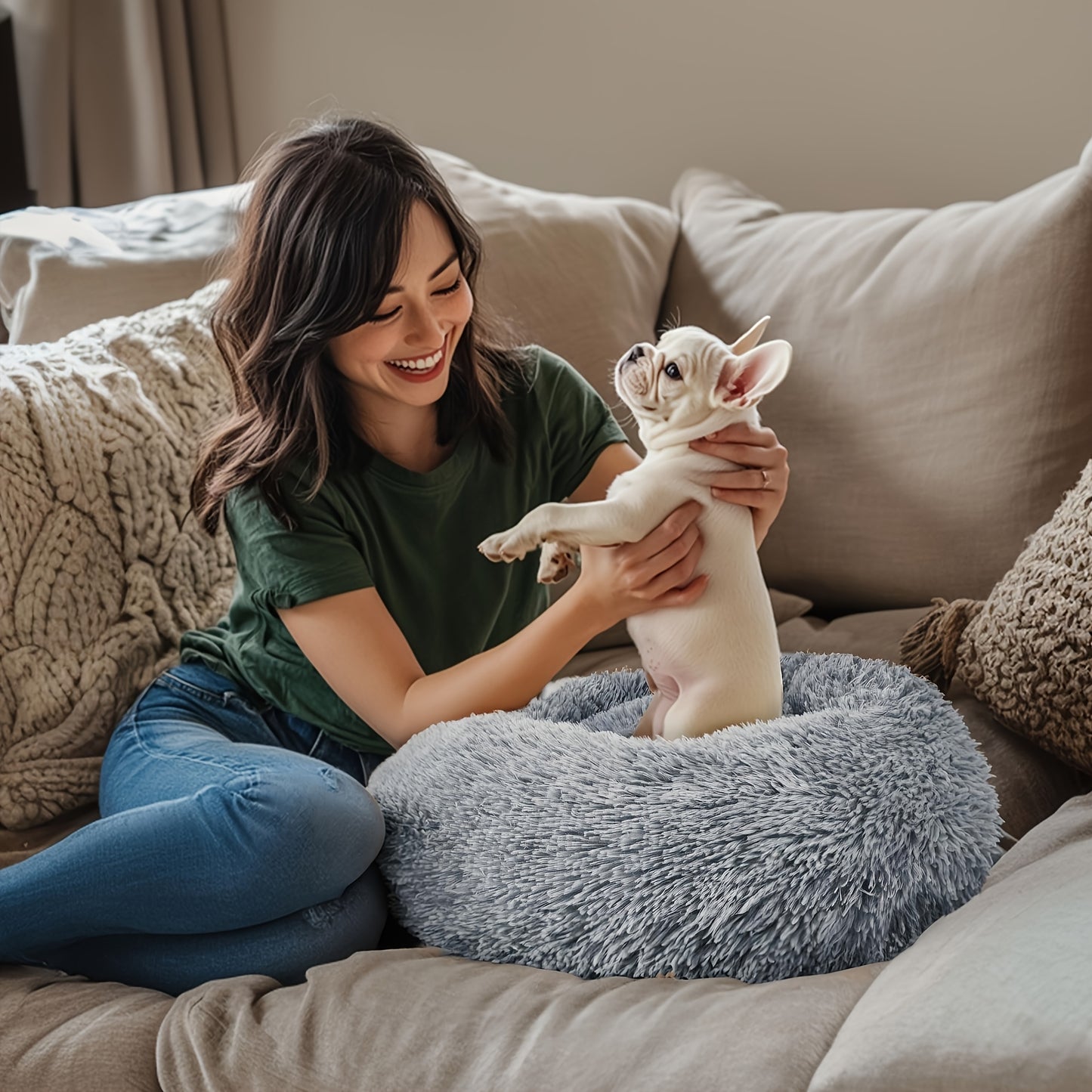 Calming Donut Pet Bed for Dogs and Cats