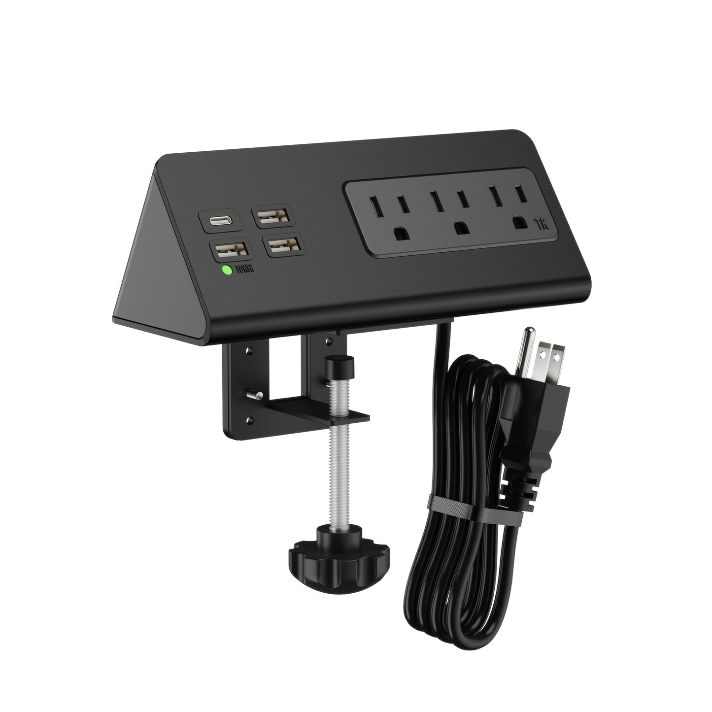 Desk Edge Mount Power Strip with USB Ports