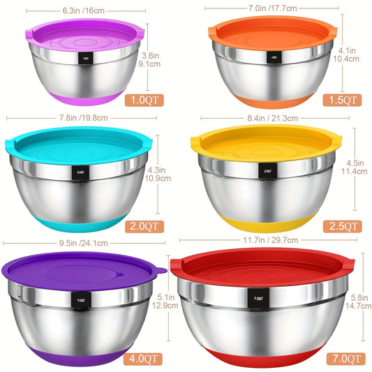 Stainless Steel Mixing Bowls Set with Lids