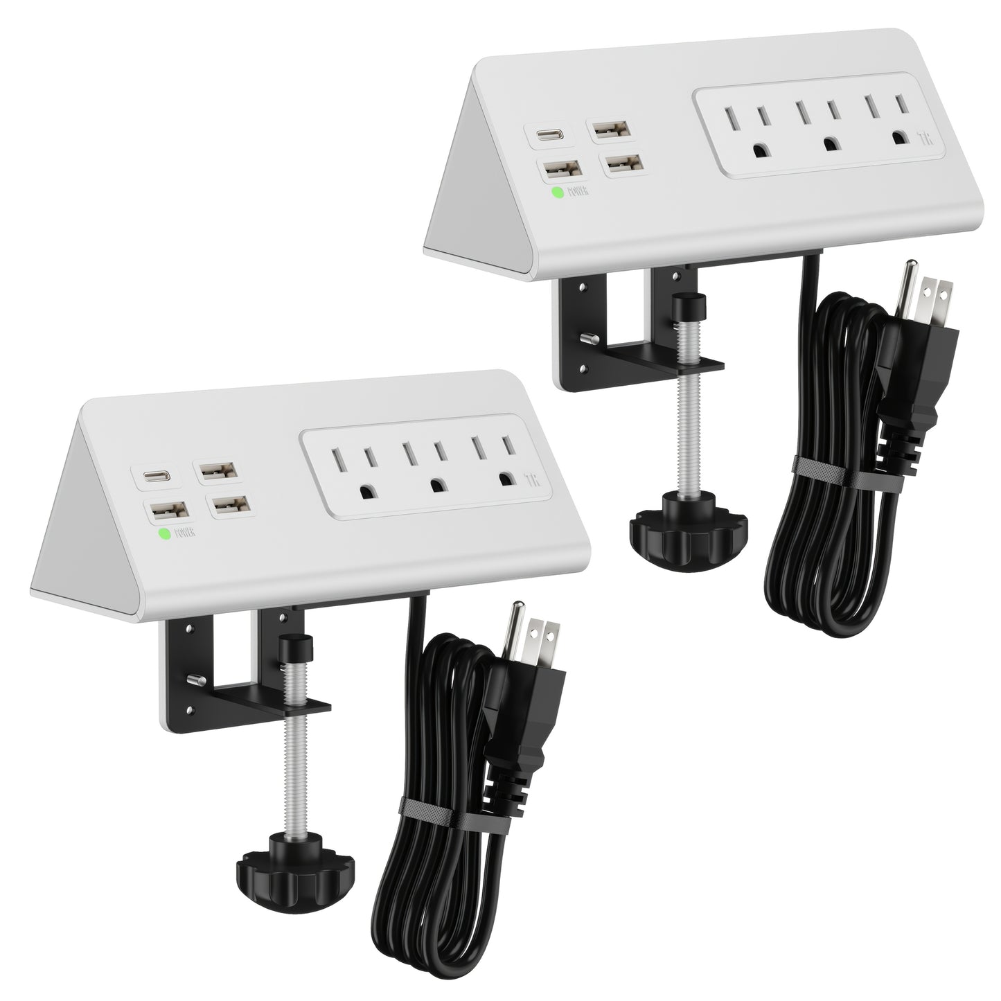 Desk Edge Mount Power Strip with USB Ports