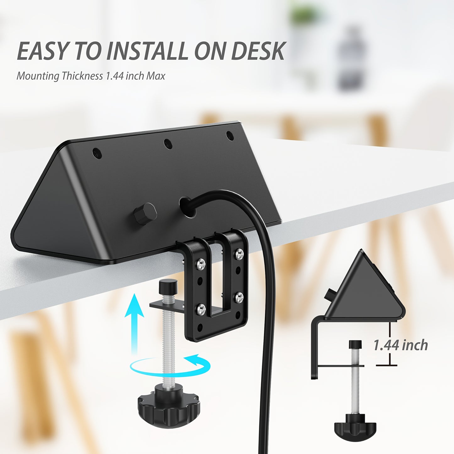 Desk Edge Mount Power Strip with USB Ports