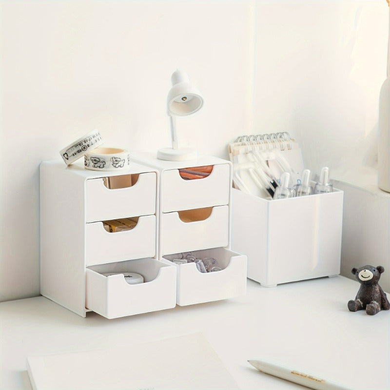 White Three-Drawer Storage Boxes for Organization