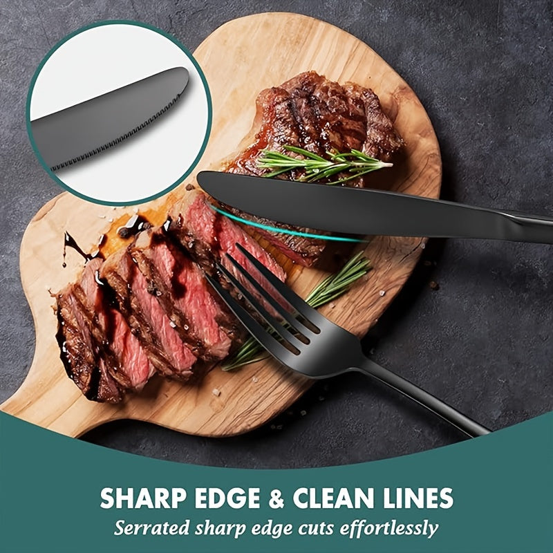 Black Modern Stainless Steel Silverware Set