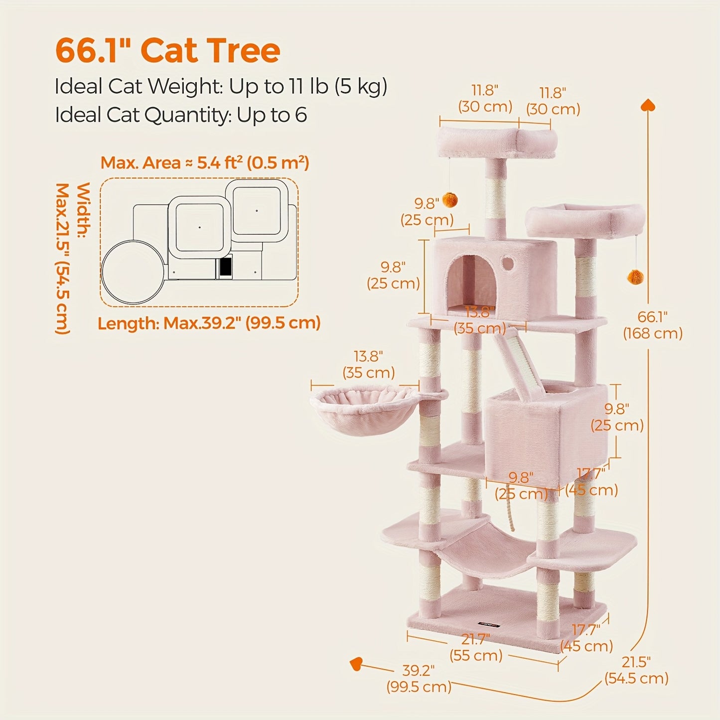 Large Cat Tree With Scratching Posts For Indoor Cats