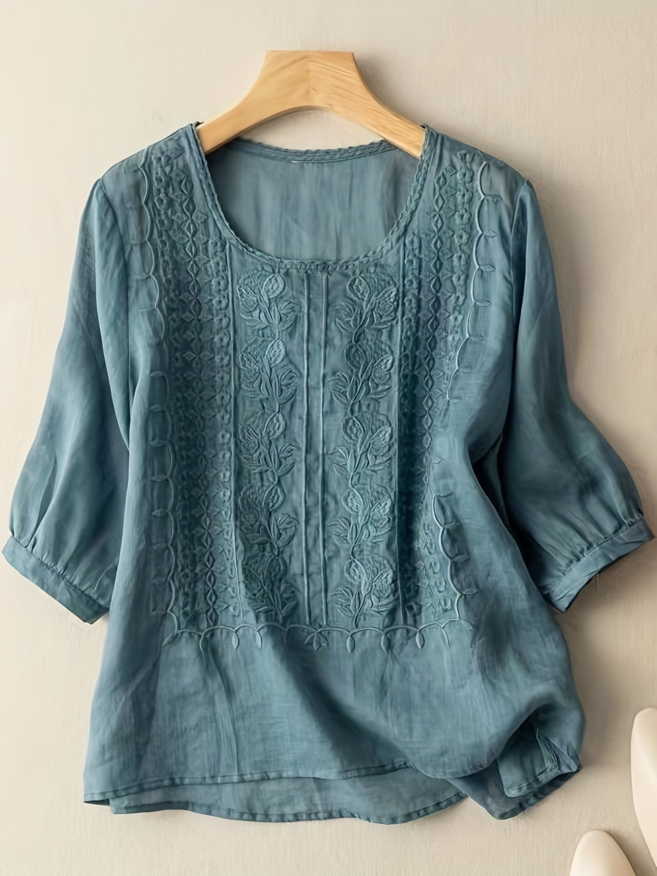 Women's Embroidered Cotton T-Shirt Various Colors