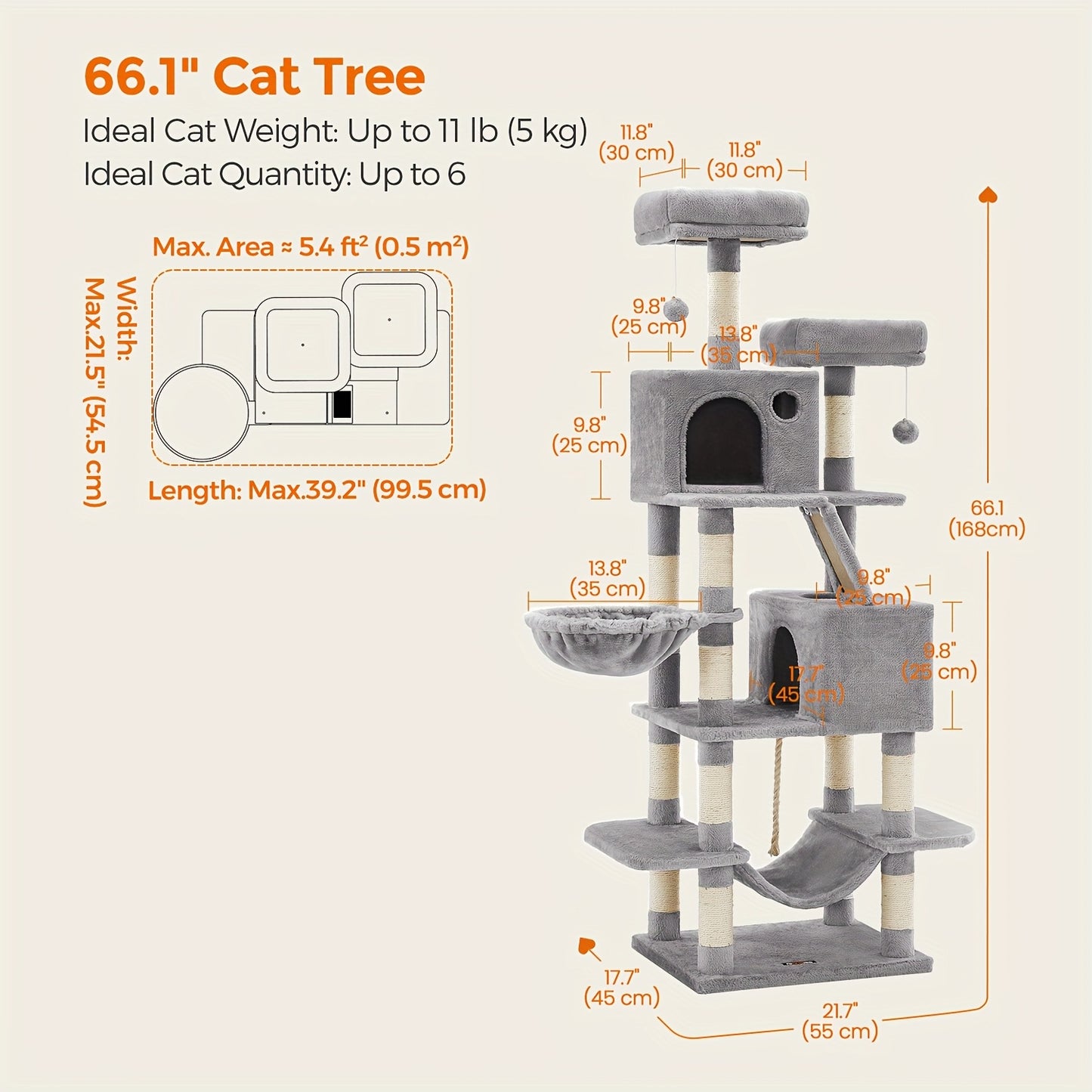 Large Cat Tree With Scratching Posts For Indoor Cats