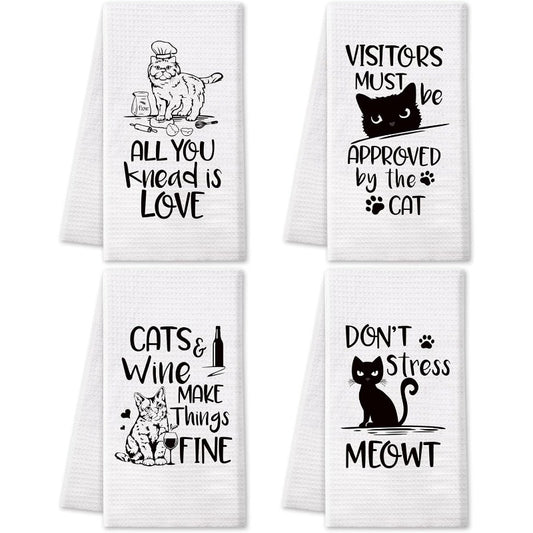 Modern Cartoon Cat Kitchen Towels Set