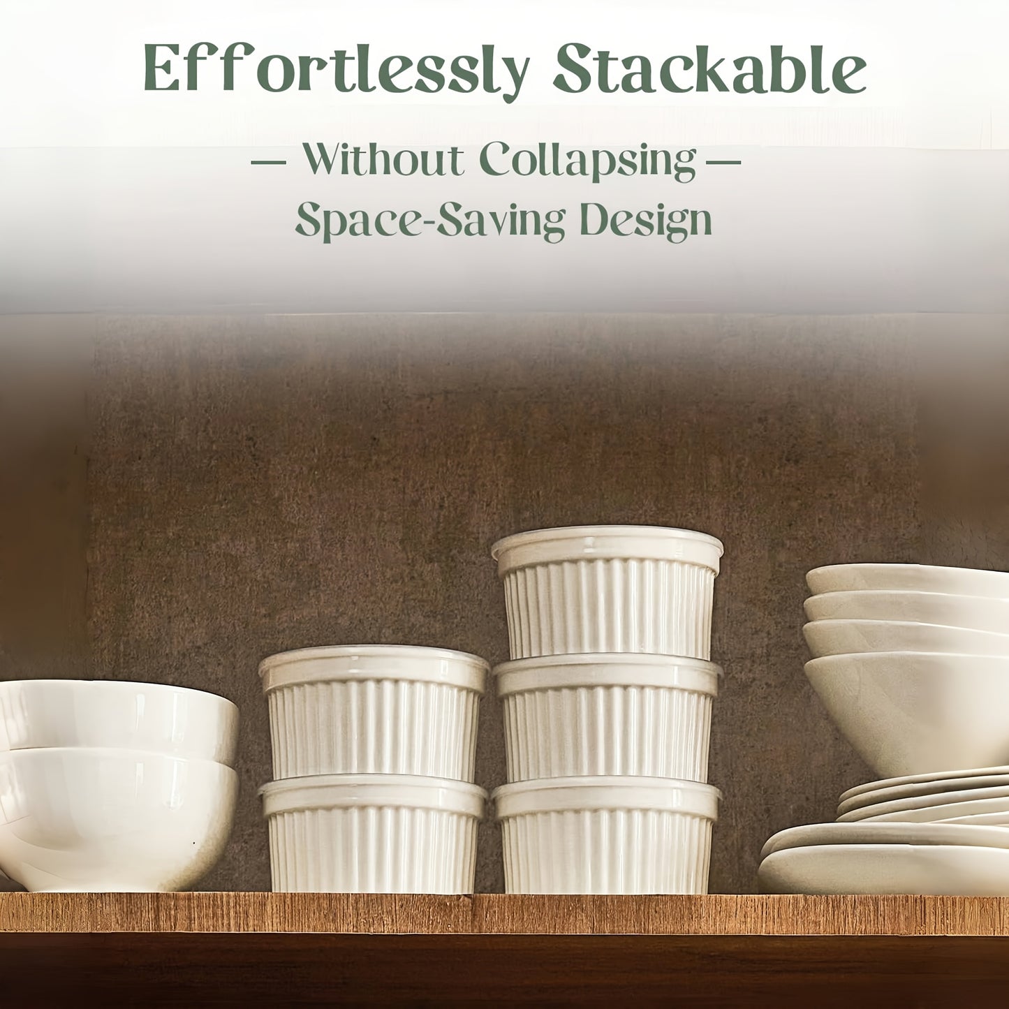 6pcs Porcelain Soufflé Baking Bowls with Lids