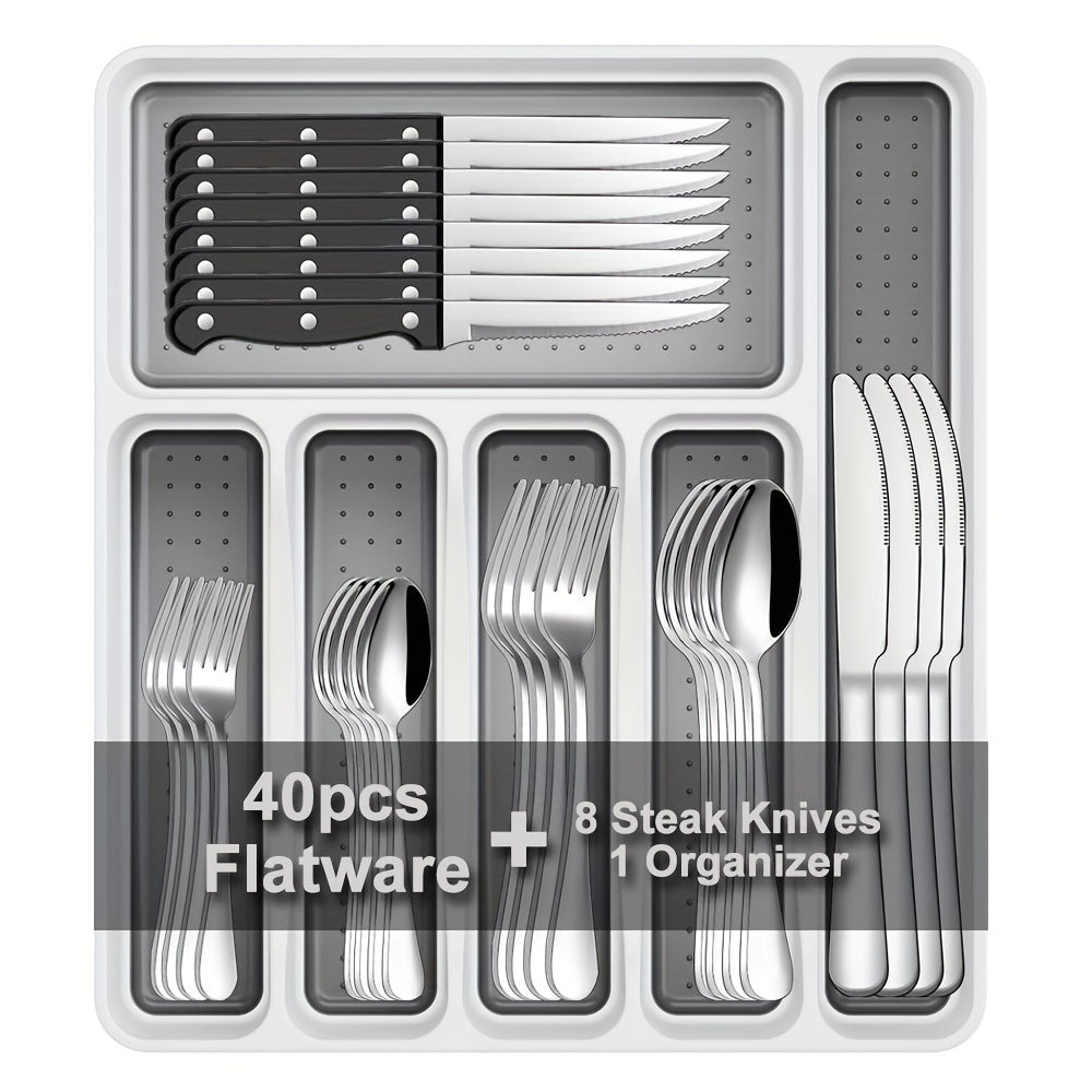Black Modern Stainless Steel Silverware Set