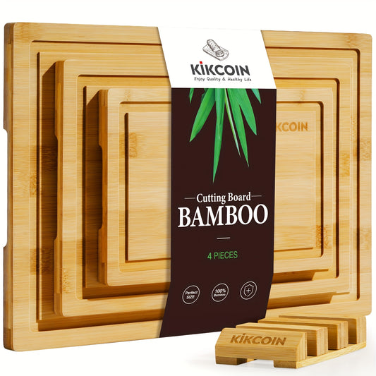 Bamboo Cutting Board Set with Rack