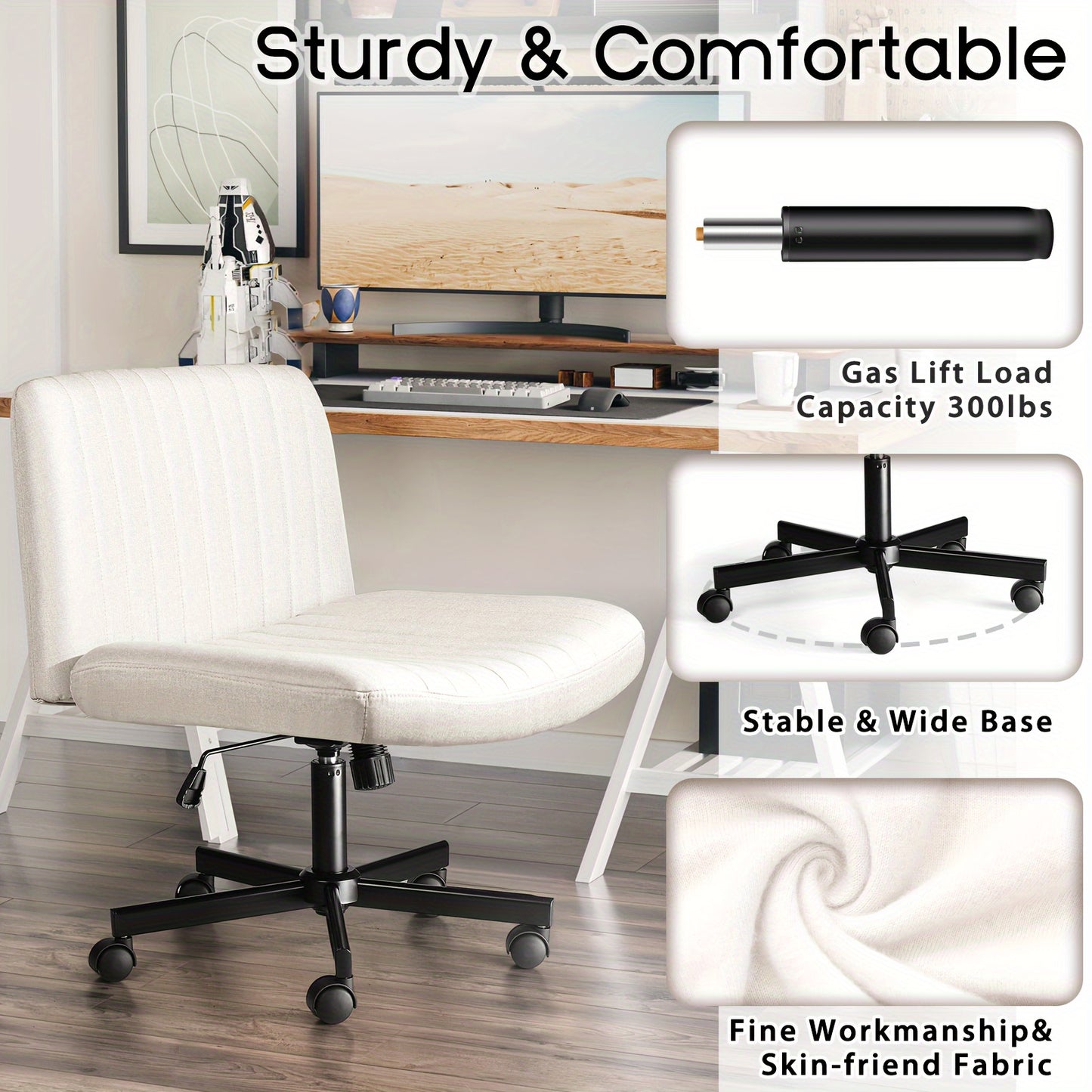 Ergonomic Rolling Chair with Adjustable Height