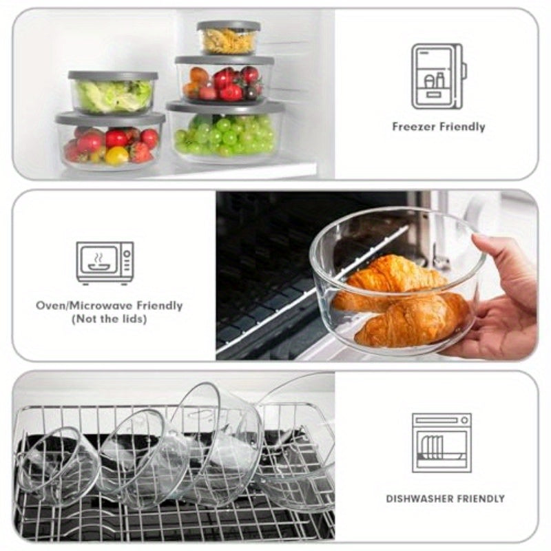 Round Glass Storage Containers Set of 8 Perfect for Food Storage
