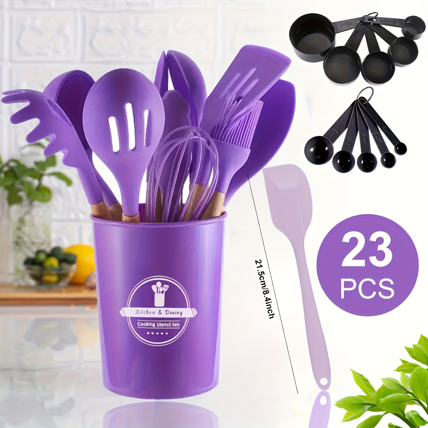 23pcs Silicone Utensils Set With Wooden Handles