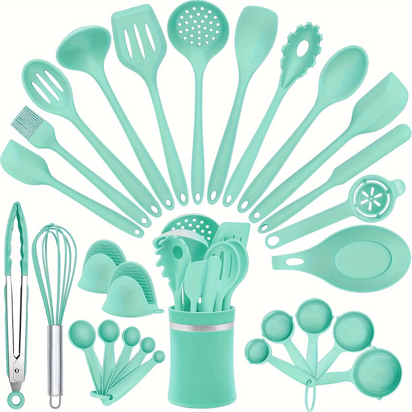 Silicone Cooking Utensils Set with Holder