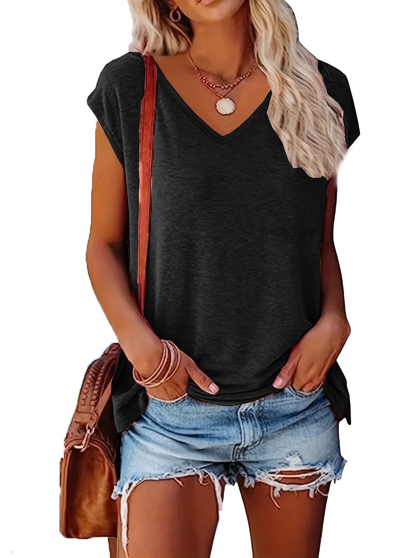 SINHOON Women's V-Neck Casual T-Shirts 3-Pack