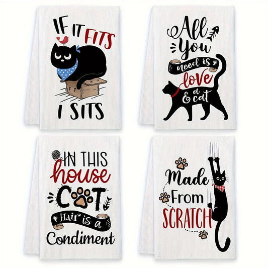 Cute Cat Kitchen Dish Towels Set