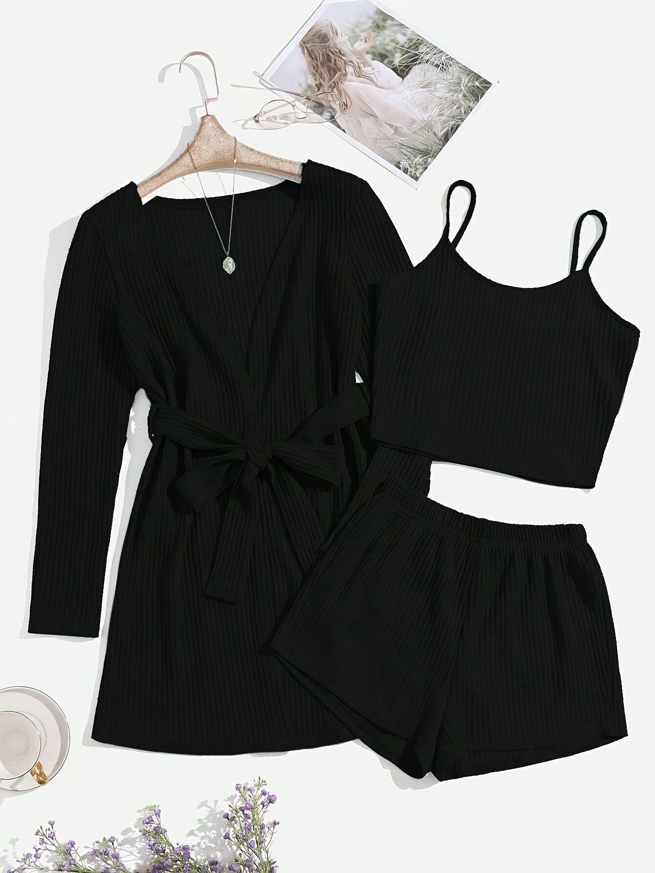 Womens Casual Waffle Pajama Set