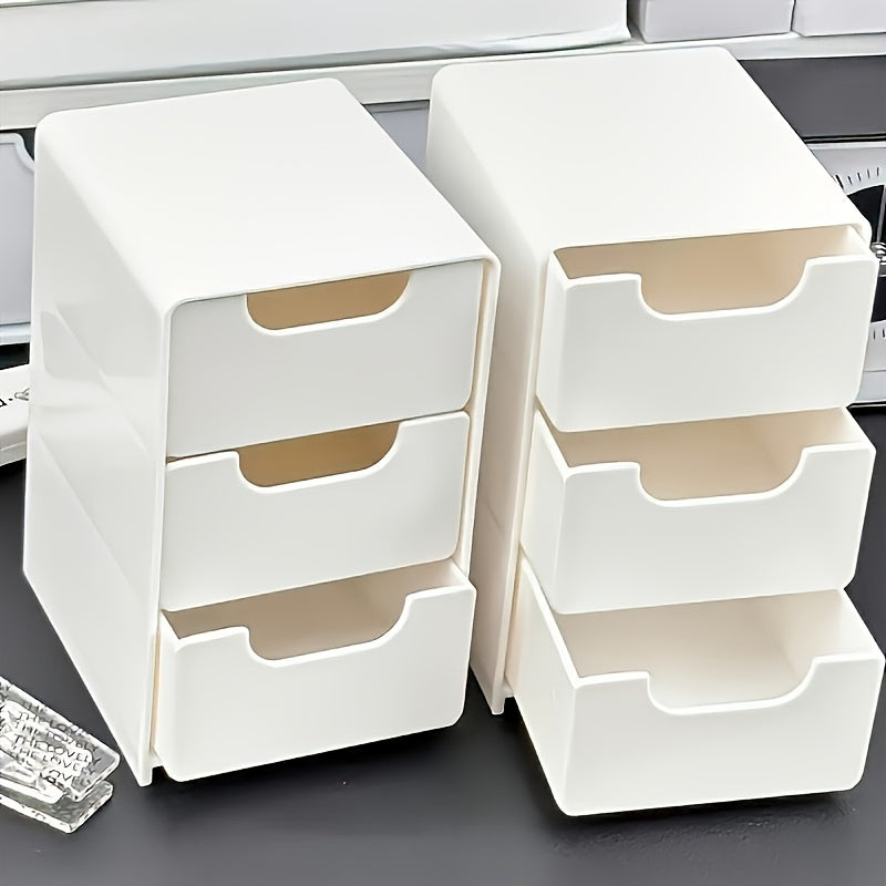 White Three-Drawer Storage Boxes for Organization