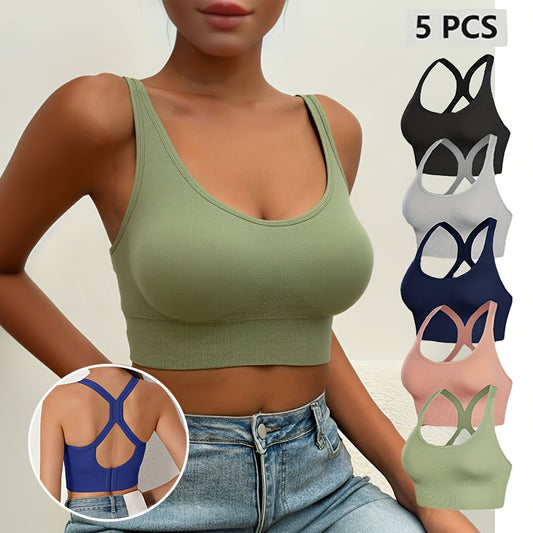 Wireless Sports Bras Set with Removable Pads