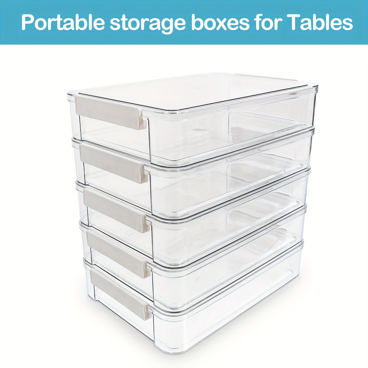 Clear Plastic Storage Boxes Set of Five