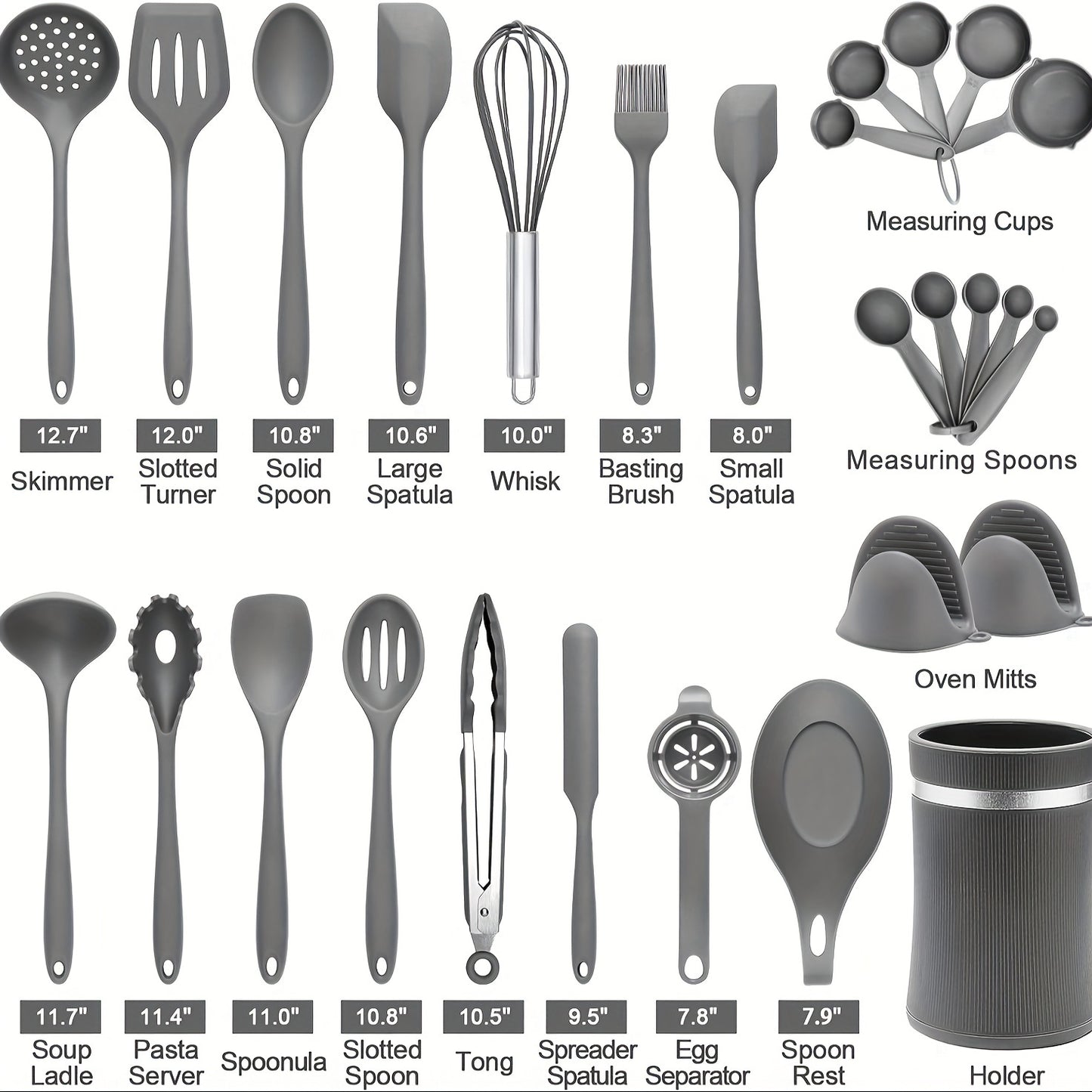 Silicone Cooking Utensils Set with Holder