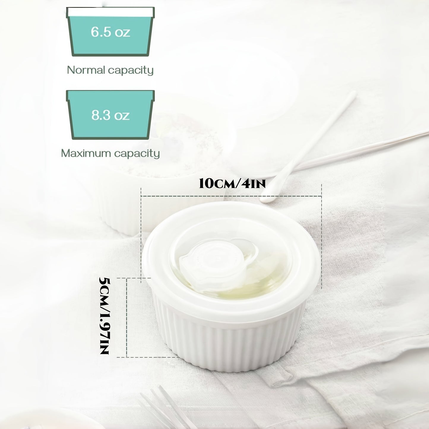 6pcs Porcelain Soufflé Baking Bowls with Lids