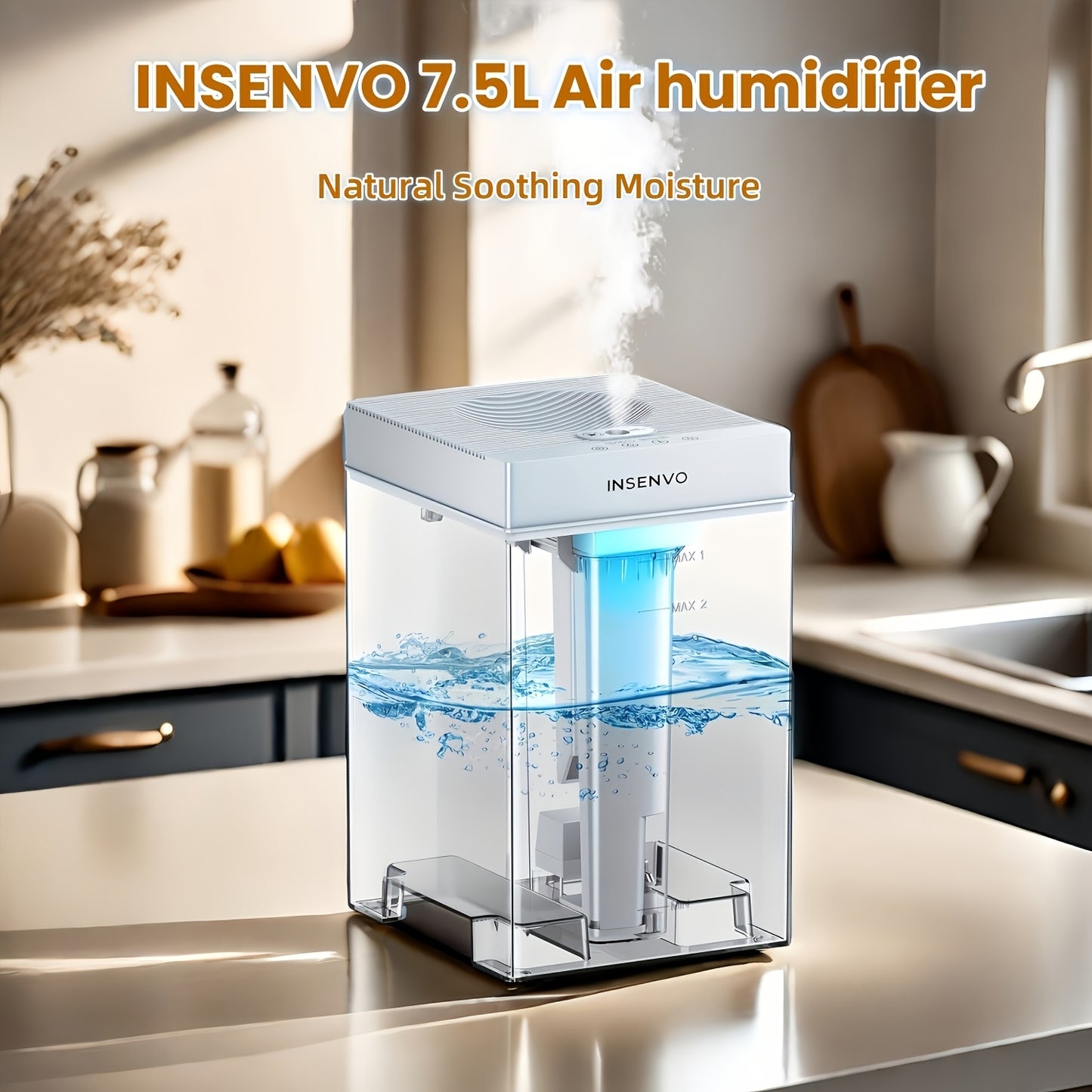 Grey Cold Mist Humidifier with Adjustable Speeds