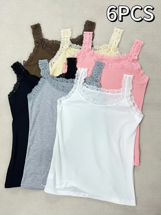 Plus Size Lace Camisole Vests Set