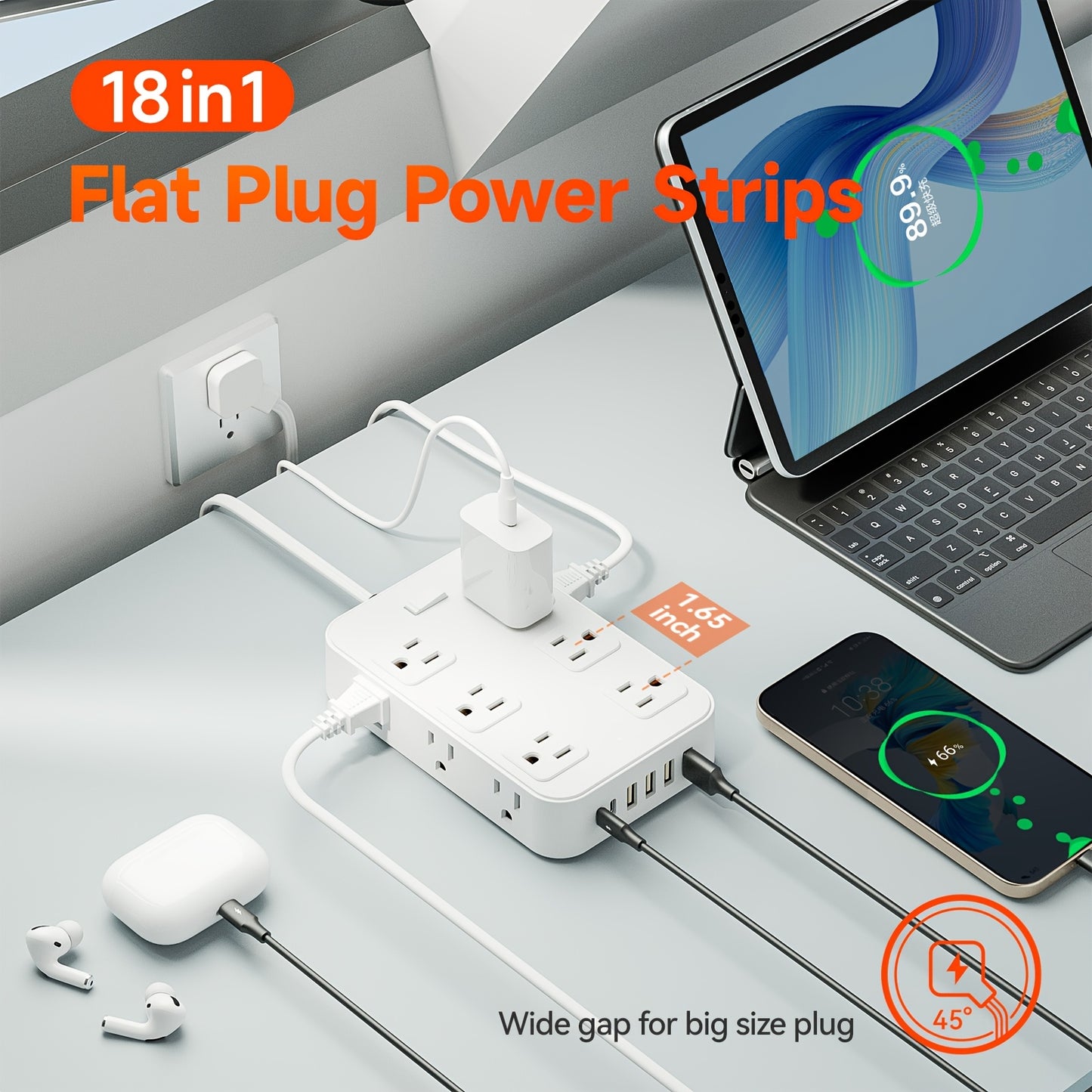 Multifunctional Surge Protector Power Strip