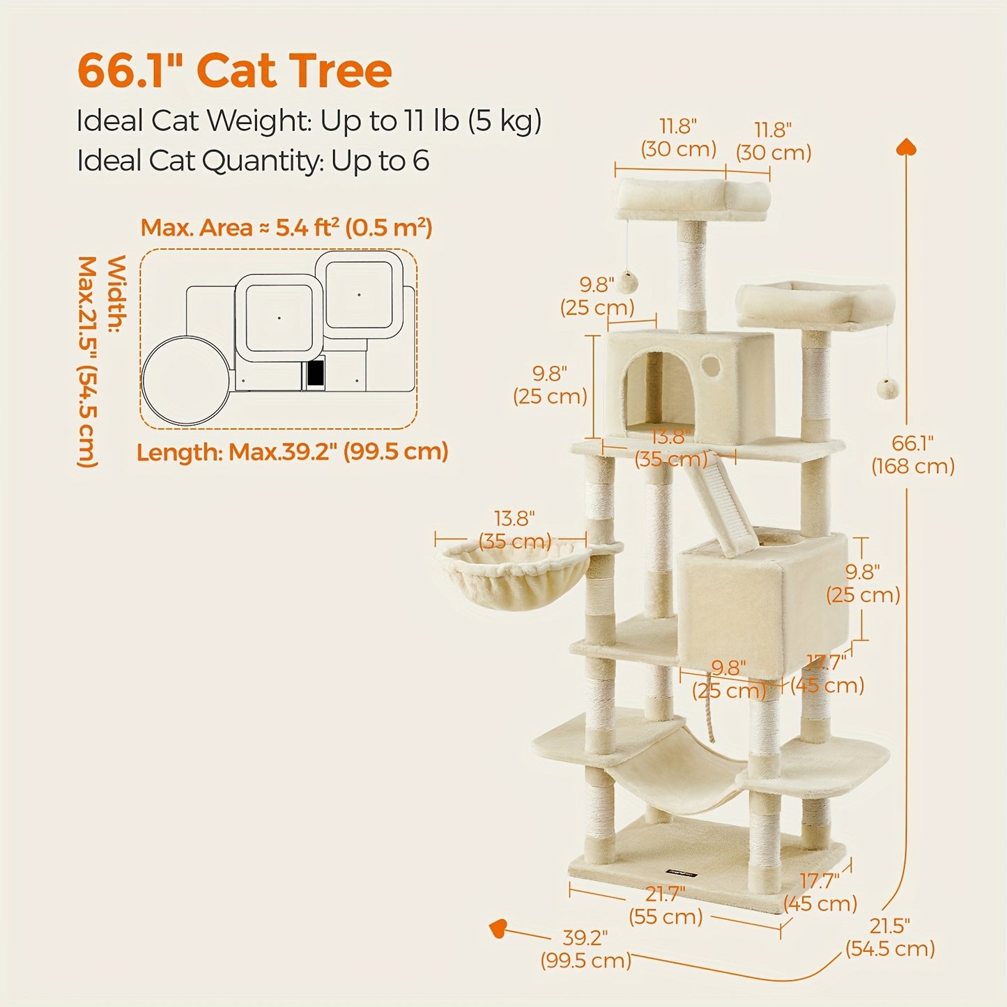 Large Cat Tree With Scratching Posts For Indoor Cats