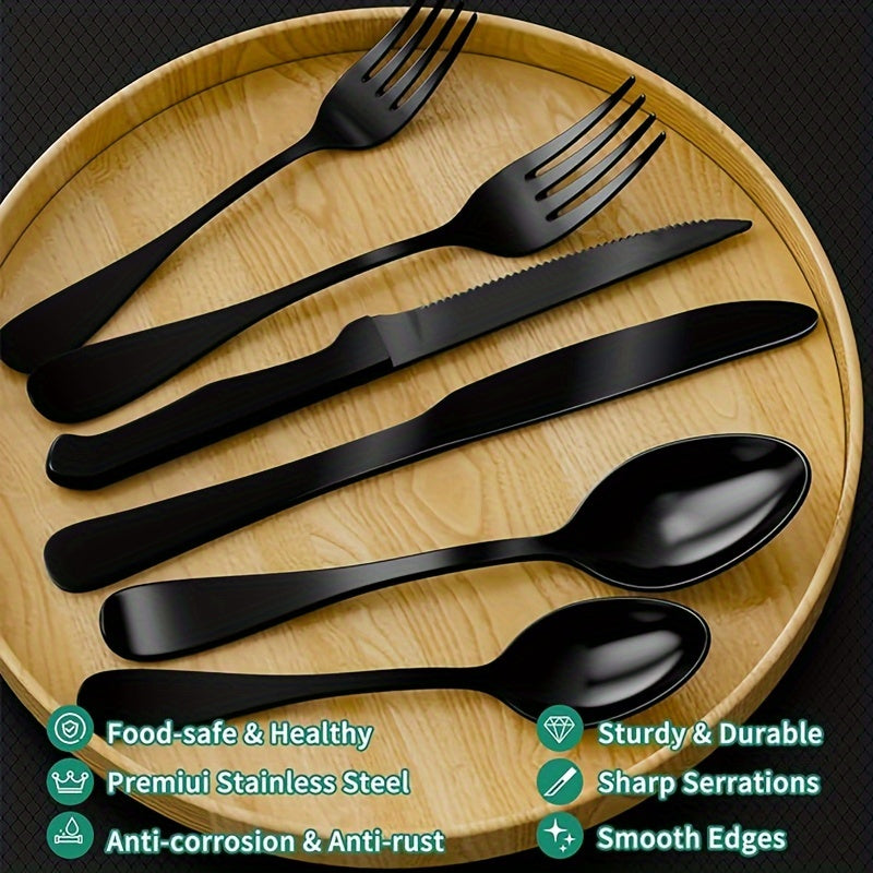 Black Modern Stainless Steel Silverware Set