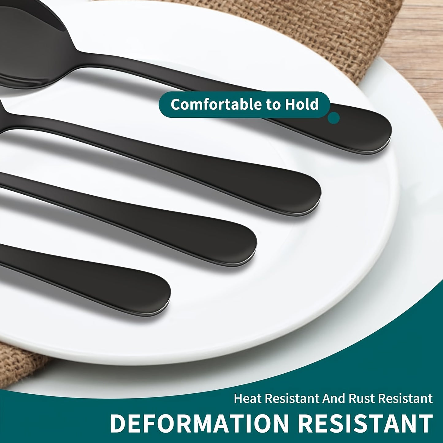 Black Modern Stainless Steel Silverware Set