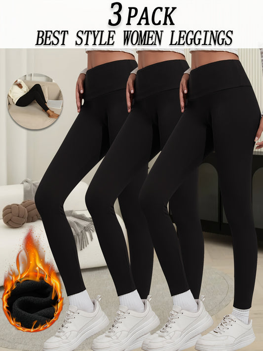Womens Thermal Fleece High Waisted Leggings