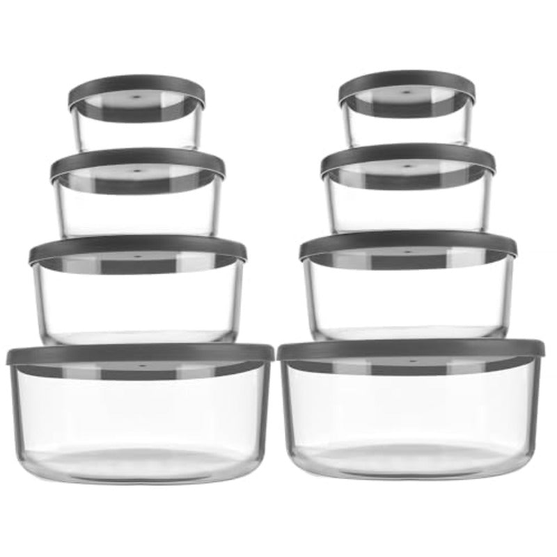 Round Glass Storage Containers Set of 8 Perfect for Food Storage