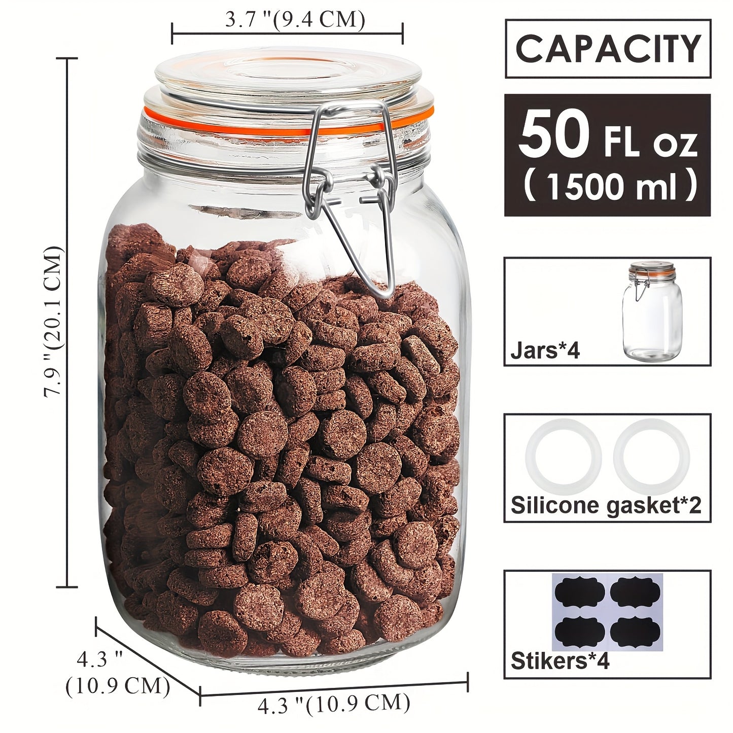 Glass Mason Jars with Latch Lock Lids