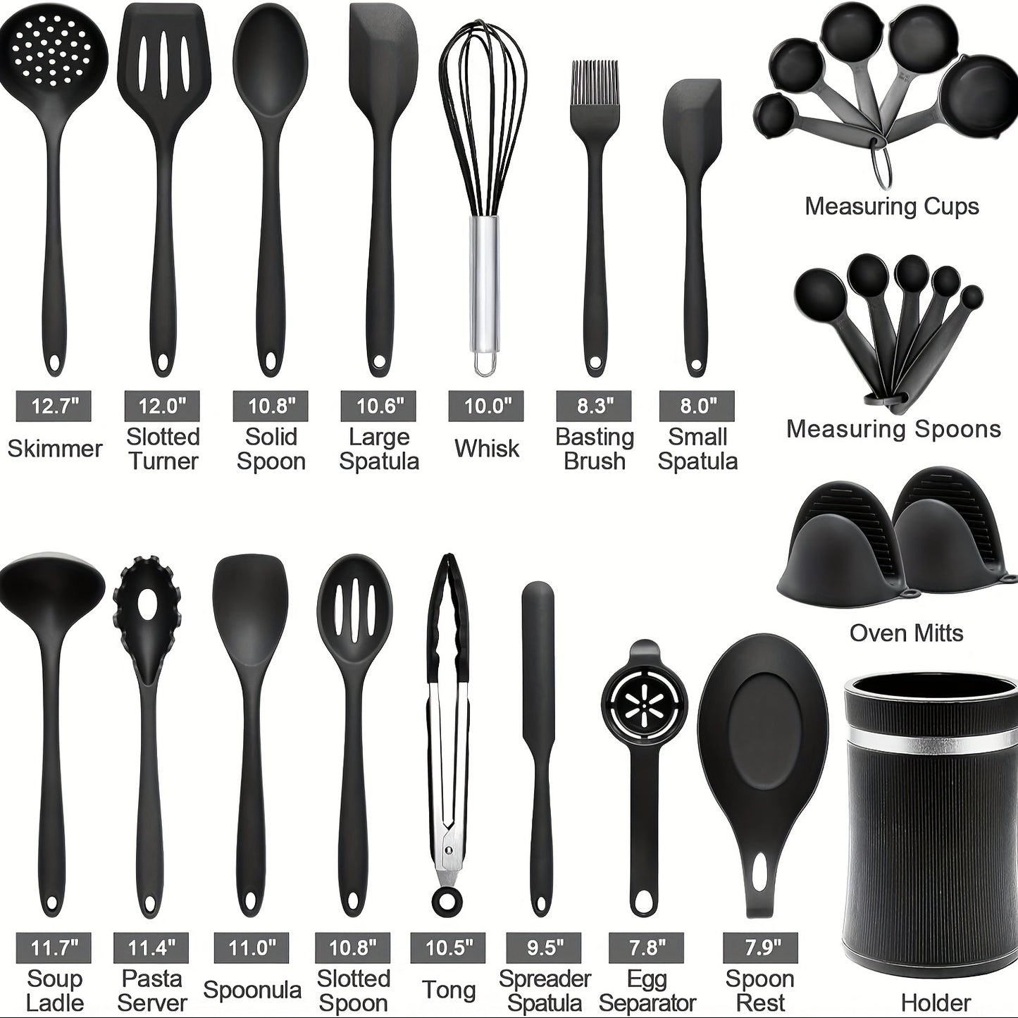 Silicone Cooking Utensils Set with Holder