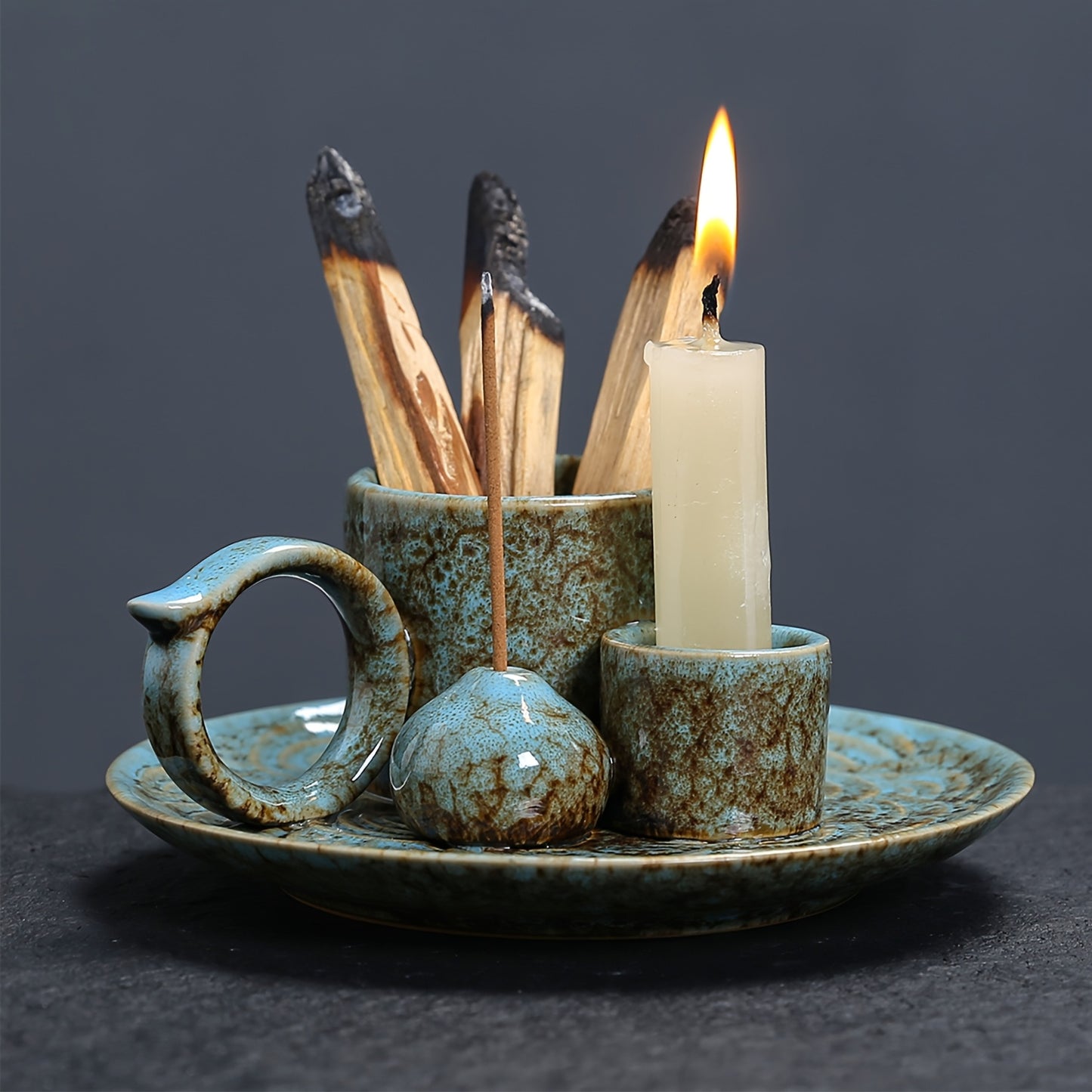 Premium Ceramic Incense Burner With Handle
