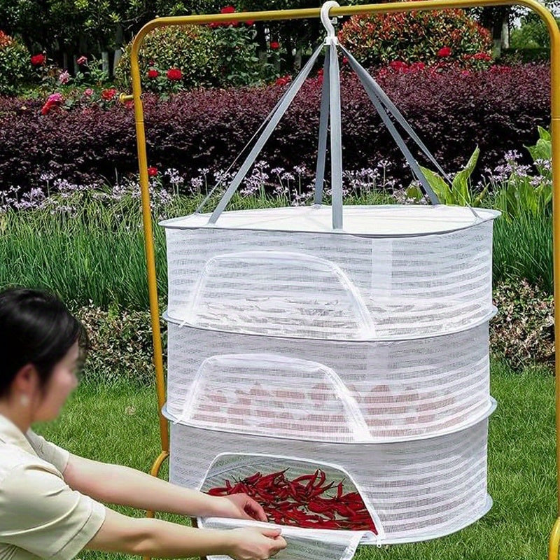 Foldable 3 Layer Herb Drying Rack Mesh Net
