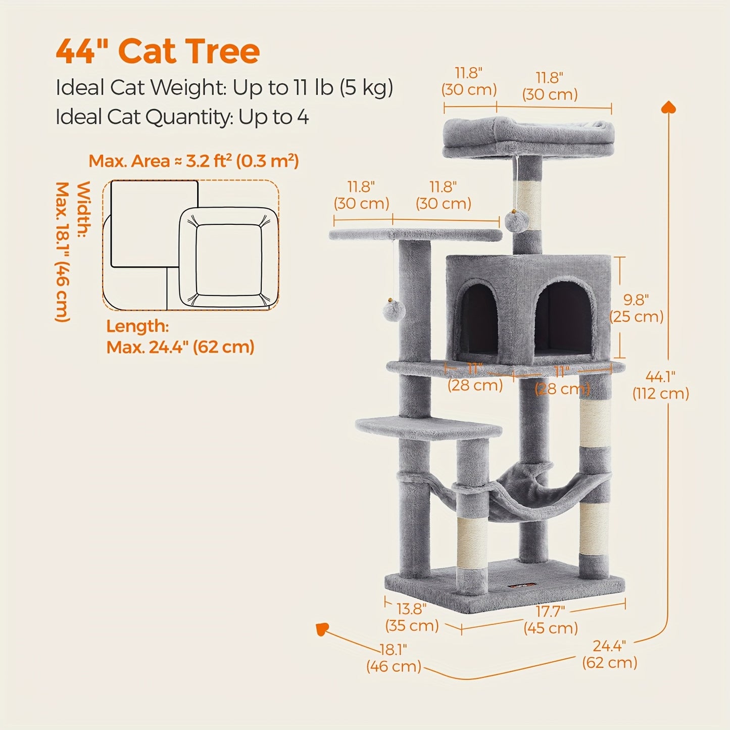 Large Cat Tree With Scratching Posts For Indoor Cats