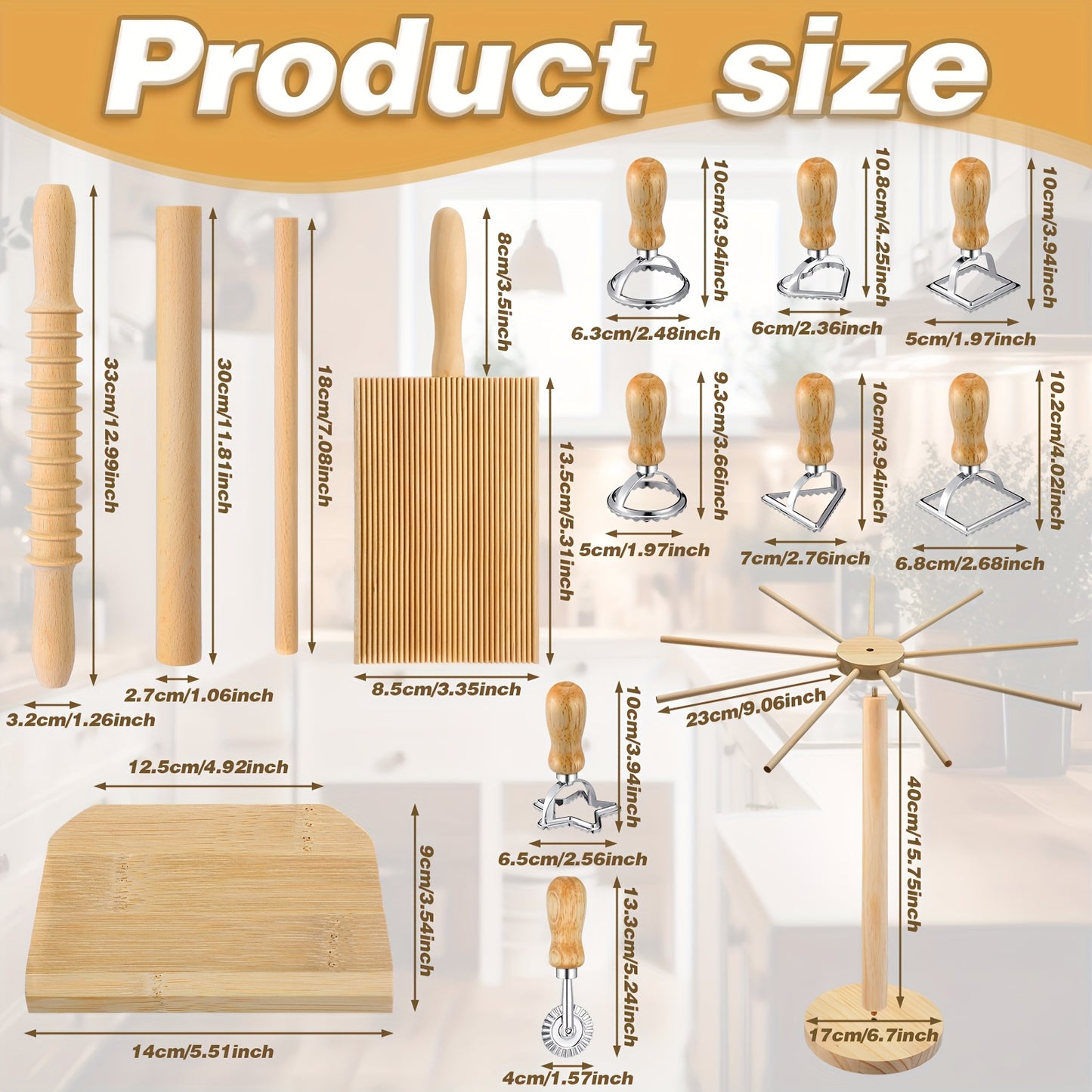 Pasta Making Tool Set with Wooden Accessories