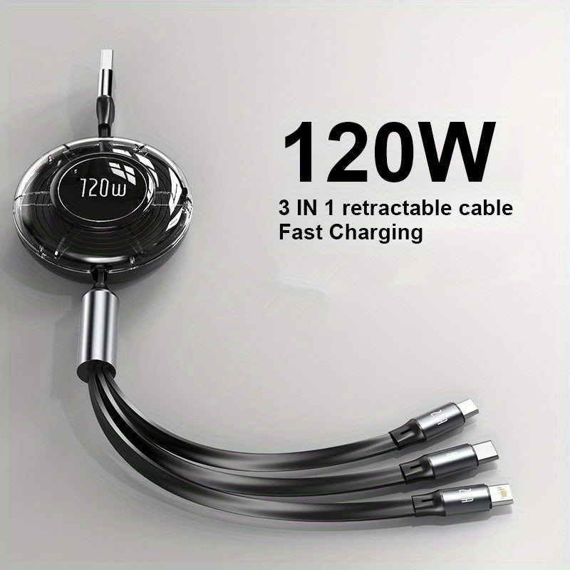 120W 3in1 Fast USB Charging Cable