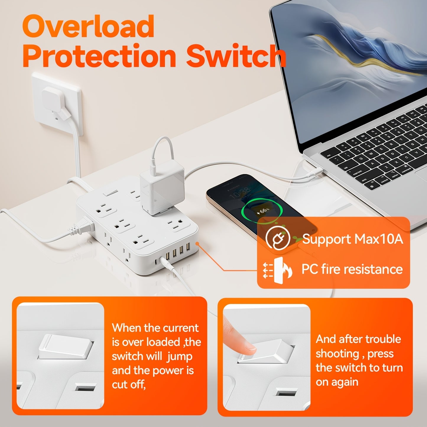 Multifunctional Surge Protector Power Strip